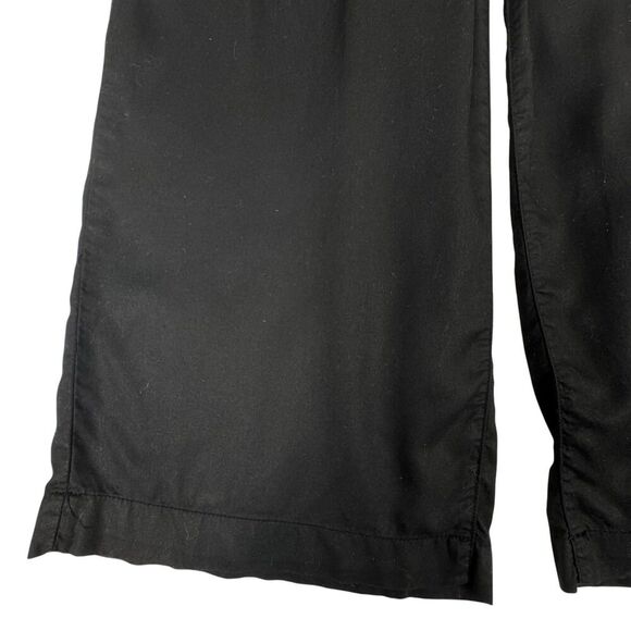 Zara Women's Paper Bag Waist Pants Black Small Wide Leg Crop Belted Office - Picture 5 of 16